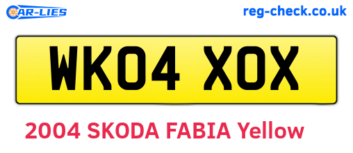 WK04XOX are the vehicle registration plates.