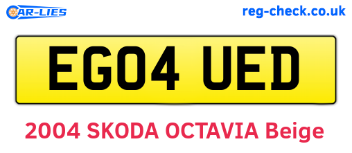 EG04UED are the vehicle registration plates.