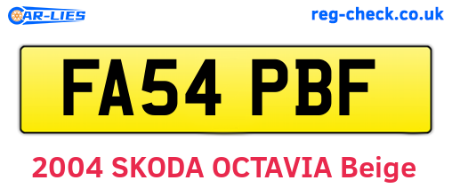 FA54PBF are the vehicle registration plates.
