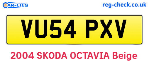 VU54PXV are the vehicle registration plates.