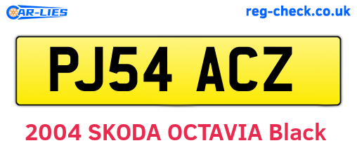 PJ54ACZ are the vehicle registration plates.