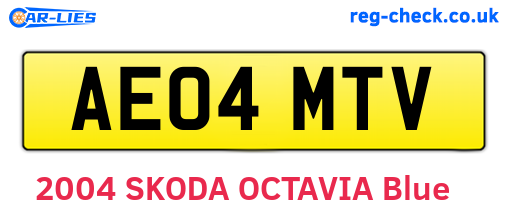 AE04MTV are the vehicle registration plates.