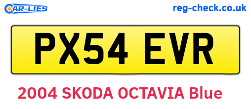 PX54EVR are the vehicle registration plates.