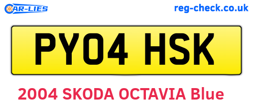 PY04HSK are the vehicle registration plates.