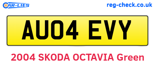 AU04EVY are the vehicle registration plates.