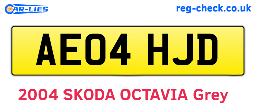 AE04HJD are the vehicle registration plates.