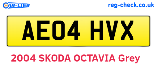 AE04HVX are the vehicle registration plates.