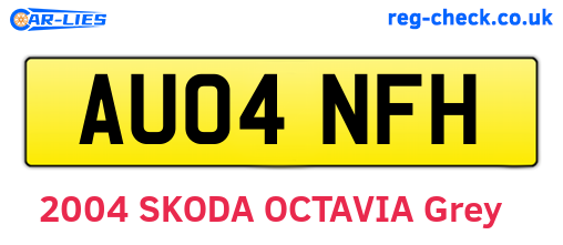 AU04NFH are the vehicle registration plates.