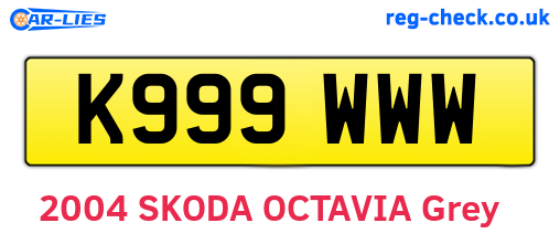 K999WWW are the vehicle registration plates.