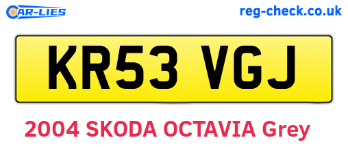 KR53VGJ are the vehicle registration plates.