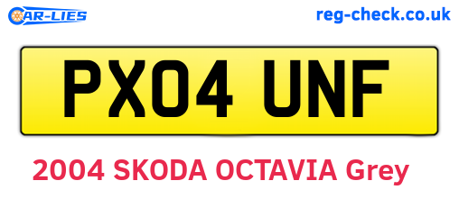 PX04UNF are the vehicle registration plates.