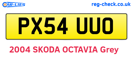 PX54UUO are the vehicle registration plates.