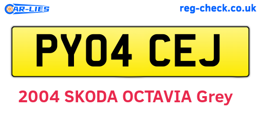 PY04CEJ are the vehicle registration plates.
