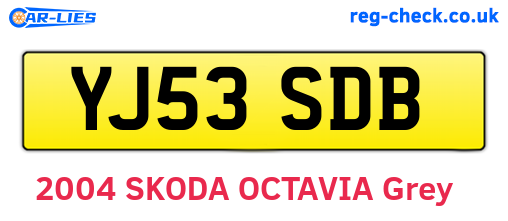 YJ53SDB are the vehicle registration plates.