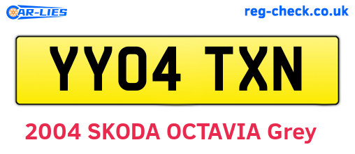 YY04TXN are the vehicle registration plates.