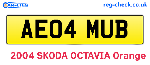 AE04MUB are the vehicle registration plates.