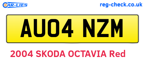AU04NZM are the vehicle registration plates.