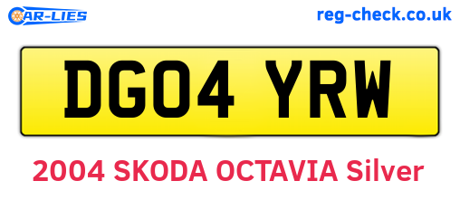 DG04YRW are the vehicle registration plates.