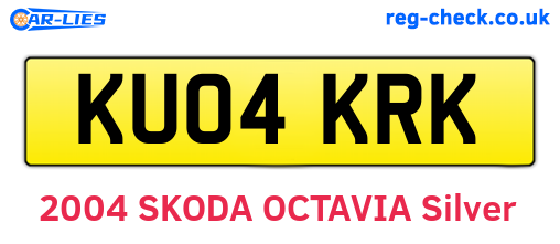 KU04KRK are the vehicle registration plates.