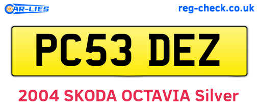 PC53DEZ are the vehicle registration plates.