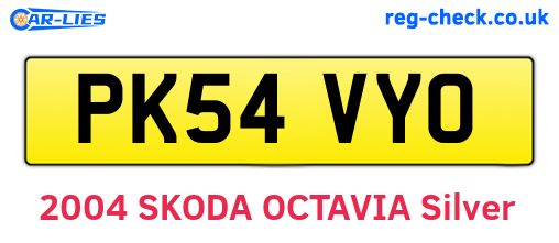 PK54VYO are the vehicle registration plates.