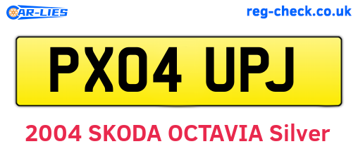 PX04UPJ are the vehicle registration plates.