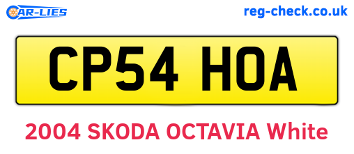 CP54HOA are the vehicle registration plates.