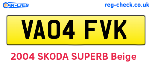 VA04FVK are the vehicle registration plates.