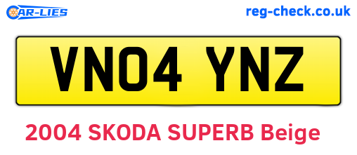 VN04YNZ are the vehicle registration plates.