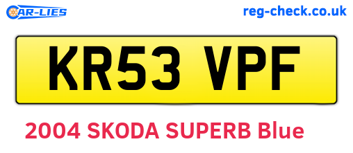 KR53VPF are the vehicle registration plates.