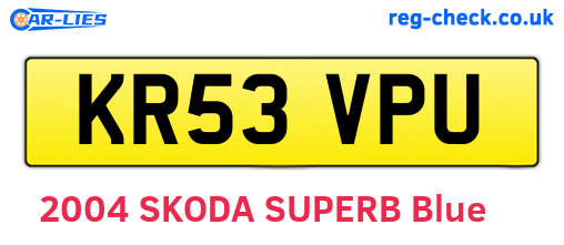 KR53VPU are the vehicle registration plates.