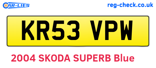KR53VPW are the vehicle registration plates.