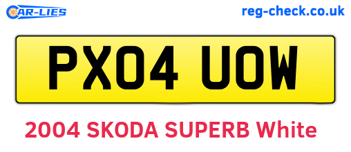 PX04UOW are the vehicle registration plates.