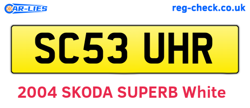 SC53UHR are the vehicle registration plates.