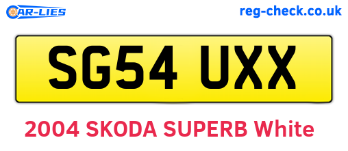 SG54UXX are the vehicle registration plates.
