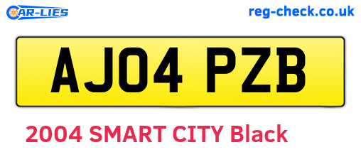 AJ04PZB are the vehicle registration plates.