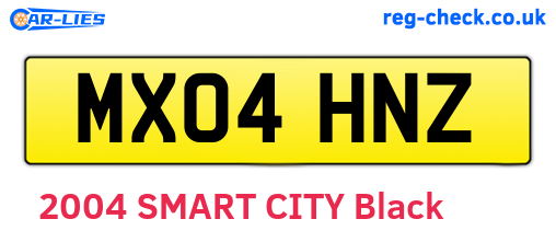 MX04HNZ are the vehicle registration plates.