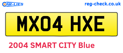 MX04HXE are the vehicle registration plates.