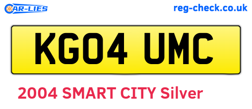 KG04UMC are the vehicle registration plates.