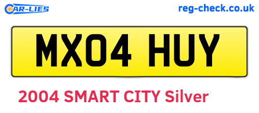 MX04HUY are the vehicle registration plates.