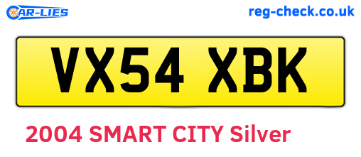 VX54XBK are the vehicle registration plates.