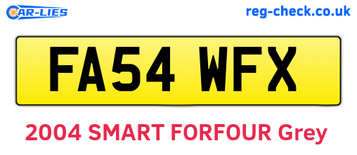 FA54WFX are the vehicle registration plates.