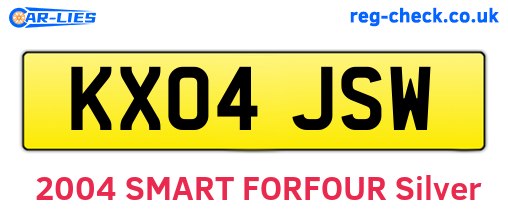 KX04JSW are the vehicle registration plates.