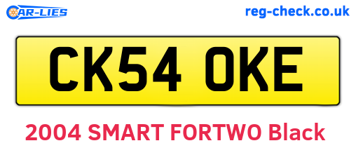 CK54OKE are the vehicle registration plates.