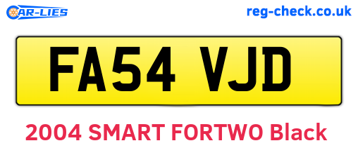 FA54VJD are the vehicle registration plates.