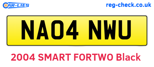 NA04NWU are the vehicle registration plates.