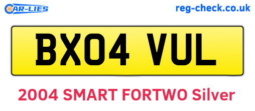 BX04VUL are the vehicle registration plates.