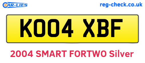 KO04XBF are the vehicle registration plates.
