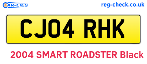 CJ04RHK are the vehicle registration plates.