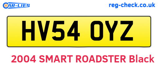 HV54OYZ are the vehicle registration plates.